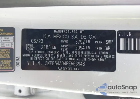 2023 Kia Forte Gt-Line z USA, uszkodzony, nr VIN 3KPF54AD4PE663948